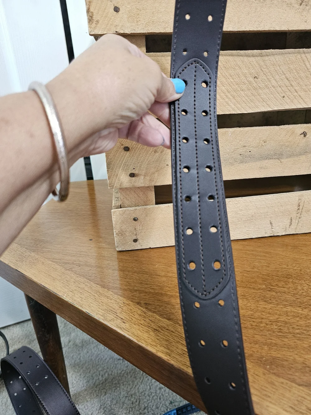 Brown Leather Double Prong Grommet Belt Sz 52/54 Big & Tall Reinforced